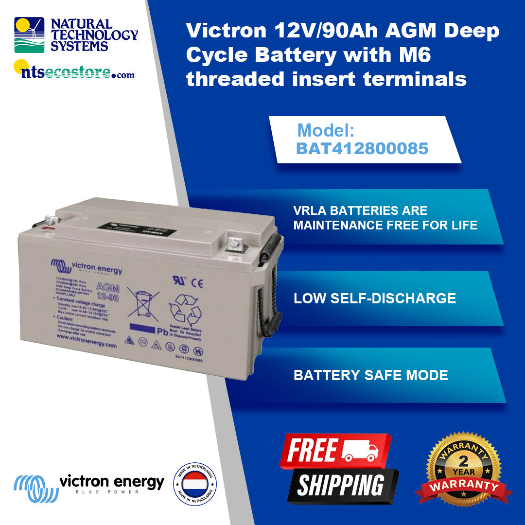 Victron 12V/90Ah AGM Deep Cycle Battery with M6 (BAT412800085)