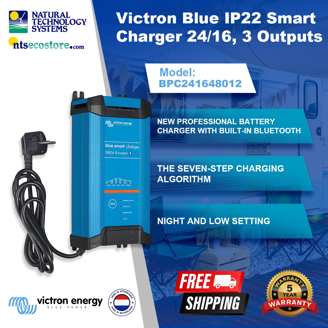 Victron Blue IP22 Smart Charger 24/16, 3 Outputs (BPC241648012)