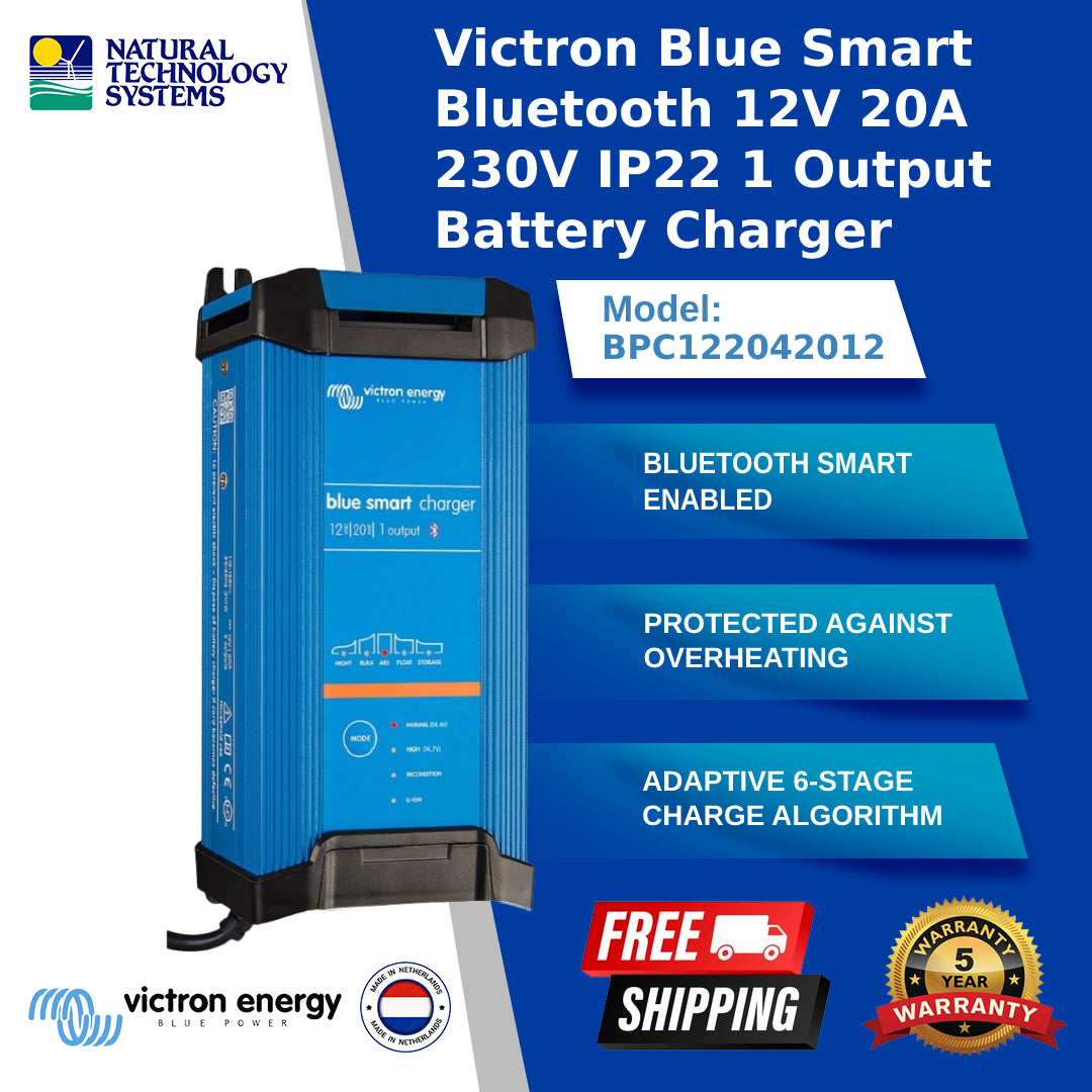 Victron Blue Smart Bluetooth 12V|20A|230V IP22 1 Output Battery Charger (BPC122042012)