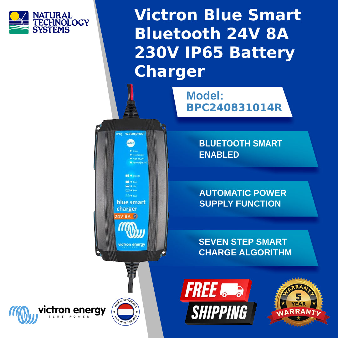 Victron Blue Smart Bluetooth 24V 8A 230V IP65 Battery Charger (BPC240831014R)