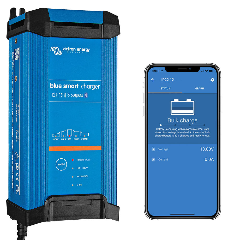 Victron Blue Smart Bluetooth 12V 15A 230V IP22 3 Outputs Battery Charger (BPC121544012)