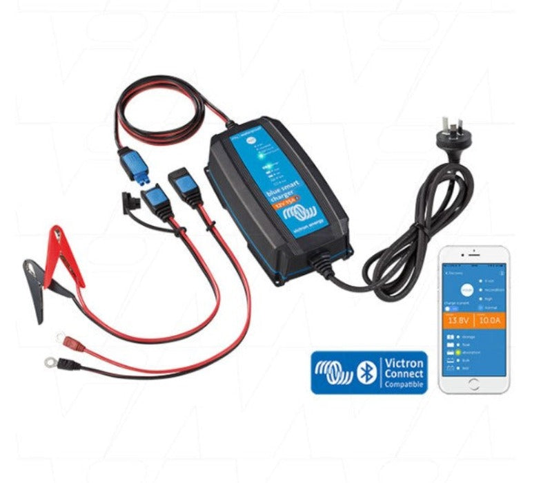 Victron Blue Smart IP65 SLA/LiFePO4 Charger 12/15 + Alligator Clips & M8 Eyelet (BPC121531014R)