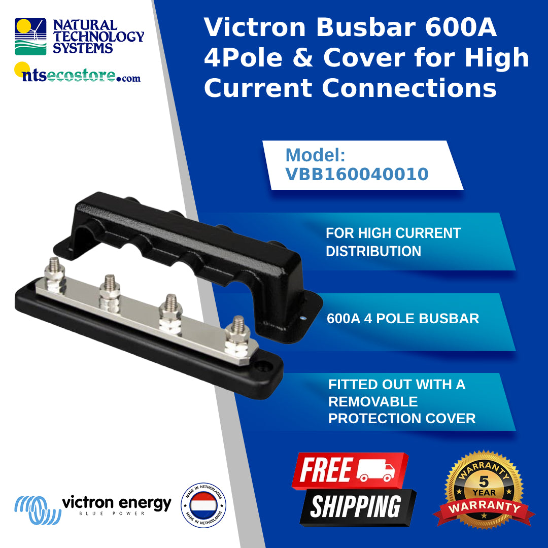 Victron Busbar 600A 4Pole & Cover for High Current Connections (VBB160040010)