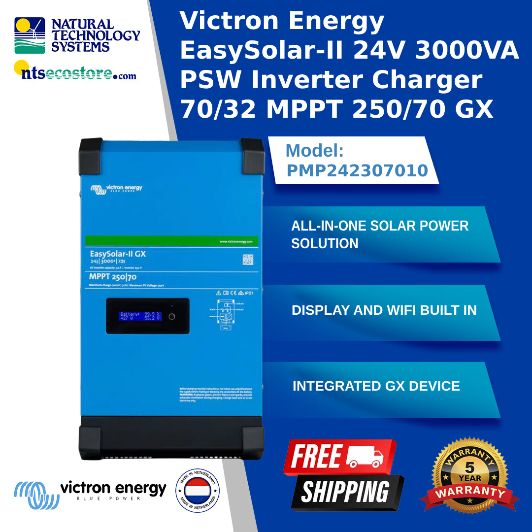 Victron Energy EasySolar-II 24V 3000VA PSW Inverter Charger 70/32 MPPT 250/70 GX (PMP242307010)