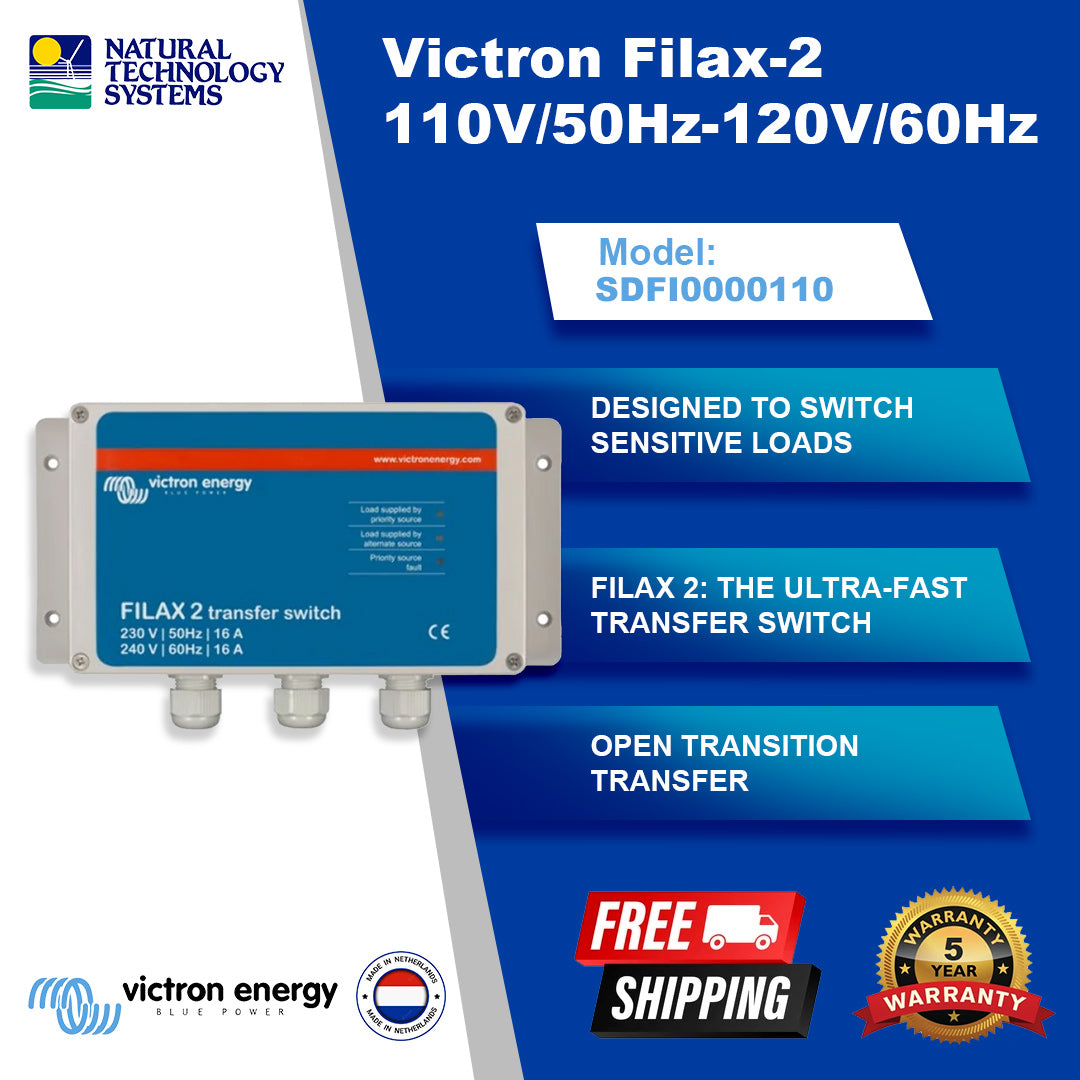 Victron Filax 2 Transfer Switch CE 110V/50Hz-120V/60Hz SDFI0000110