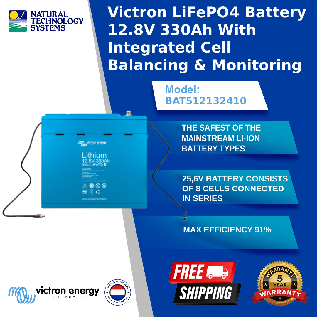 Victron LiFePO4 Battery 12.8V 330Ah With Integrated Cell Balancing & Monitoring (BAT512132410)