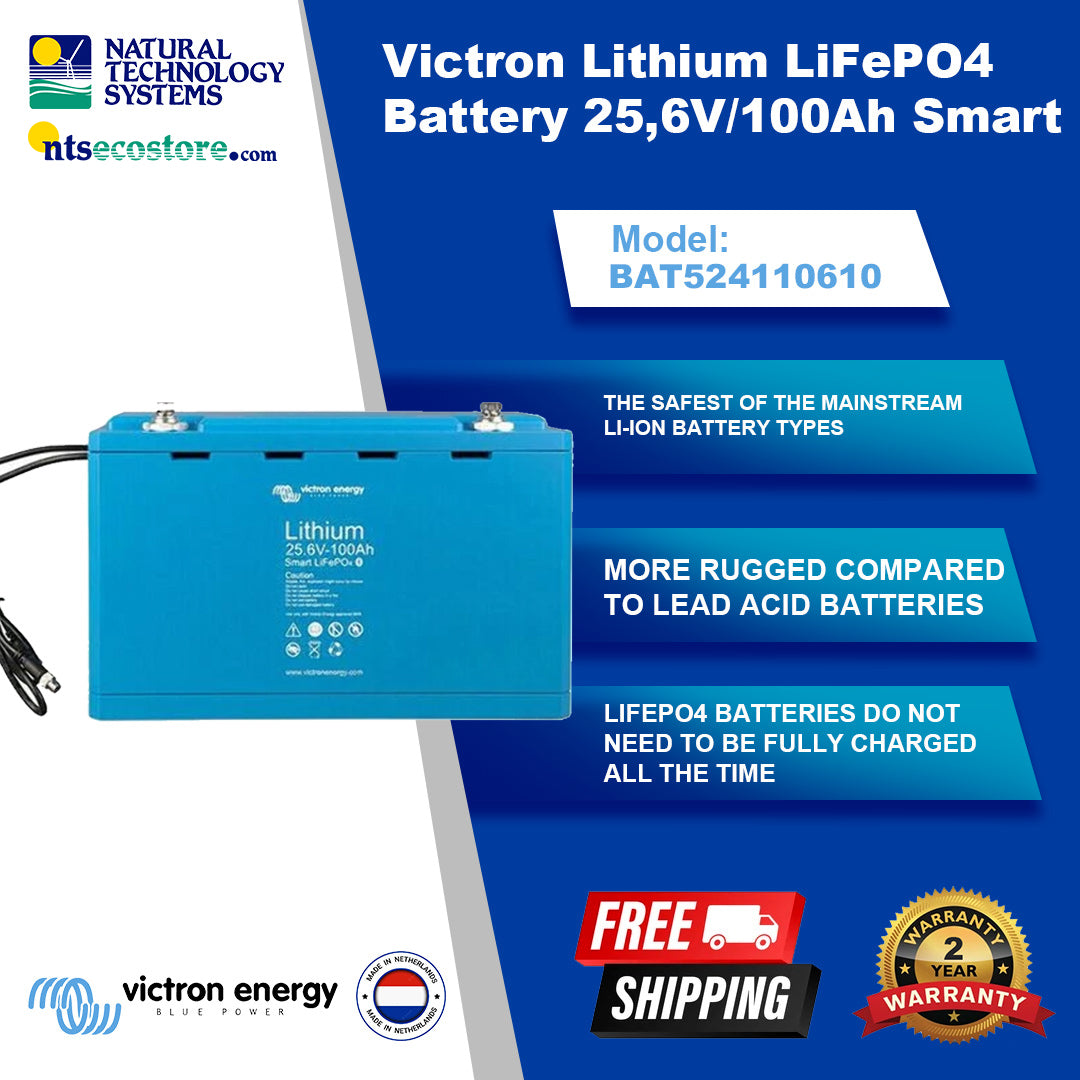 Victron Lithium LiFePO4 Battery 25.6V/100Ah Smart (BAT524110610)