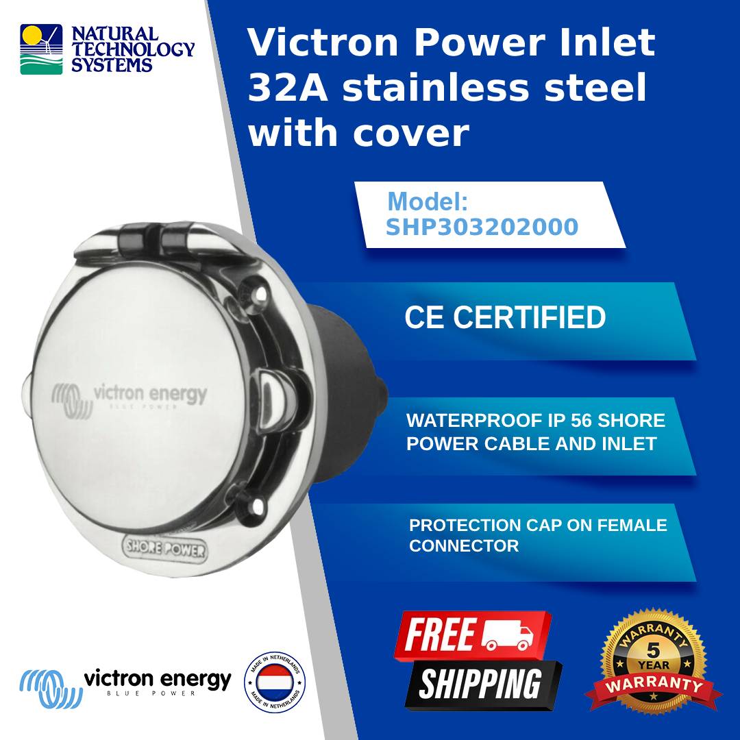 Victron Power Inlet 32A stainless steel with cover (SHP303202000)