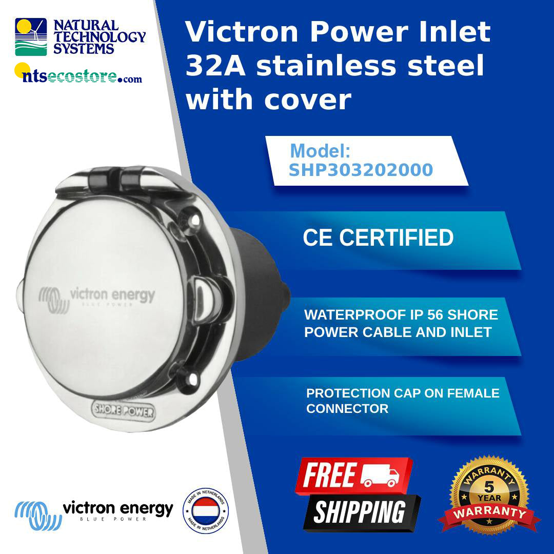Victron Power Inlet 32A stainless steel with cover (SHP303202000)