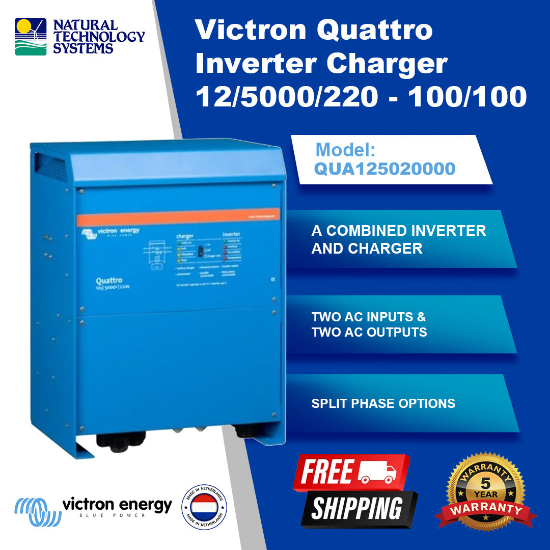 Victron Quattro Inverter Charger 12/5000/220 - 100/100 QUA125020000