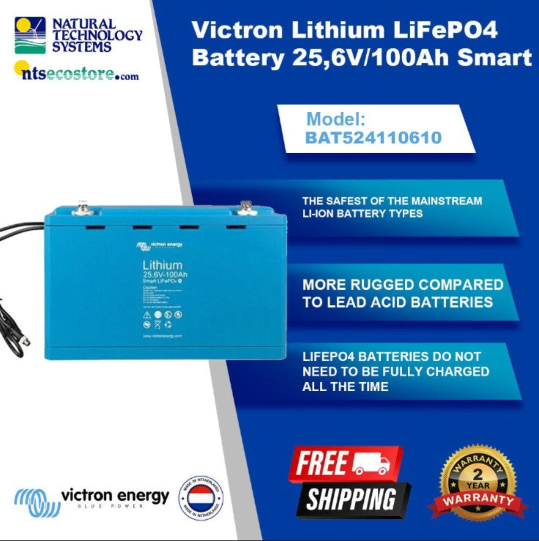 Victron Lithium LiFePO4 Battery Smart 25.6V/100Ah BAT524110610