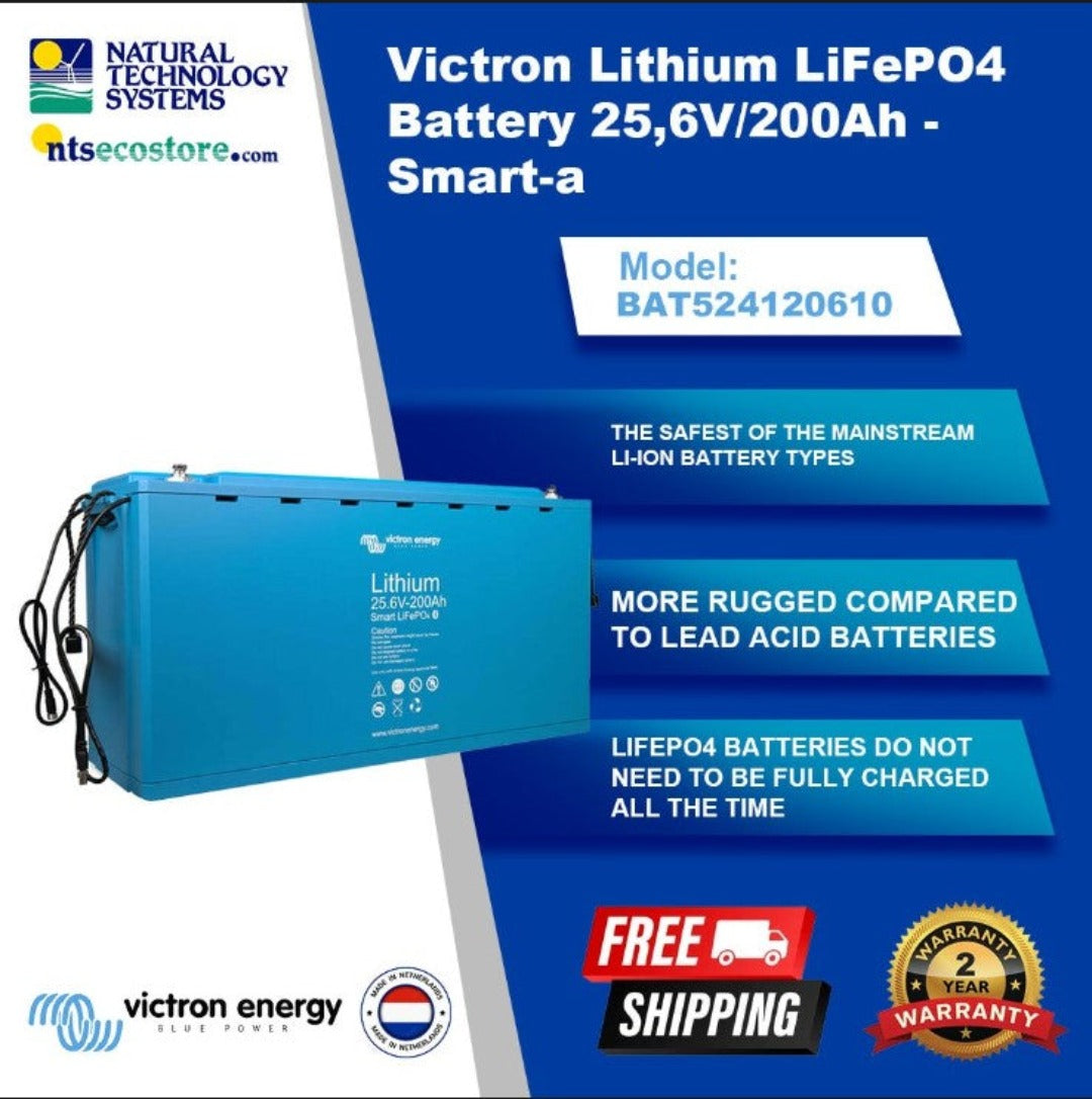 Victron Lithium LiFePO4 Battery Smart 25.6V/200Ah BAT524120610