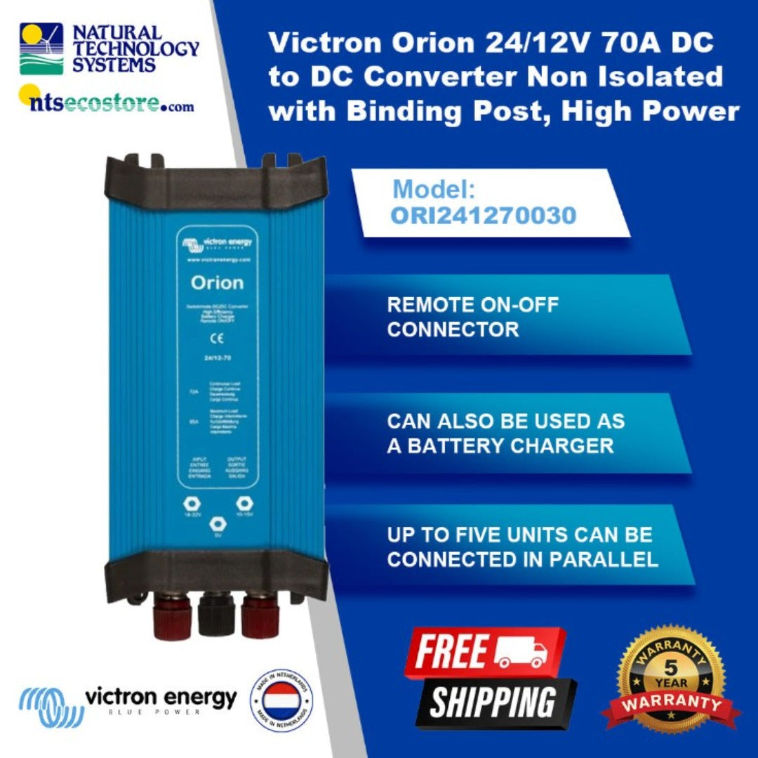 Victron Orion 24/12V DC-DC Converter Non Isolated 70A with Binding Posts ORI241270030