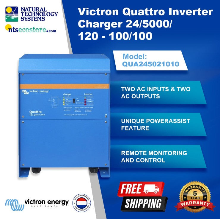 Victron Quattro Inverter Charger 24/5000 120-100/100 QUA245021010