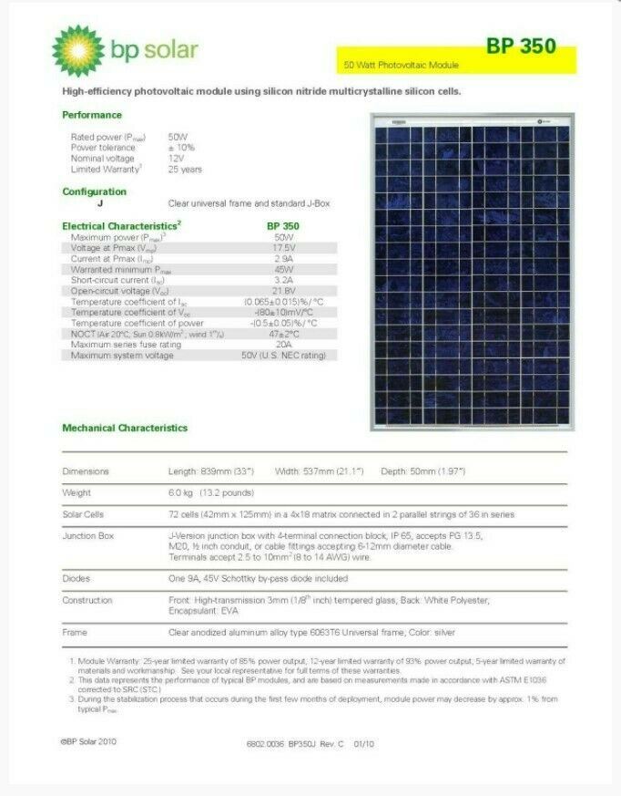 50W Ameresco Solar Panel (BP 350J)