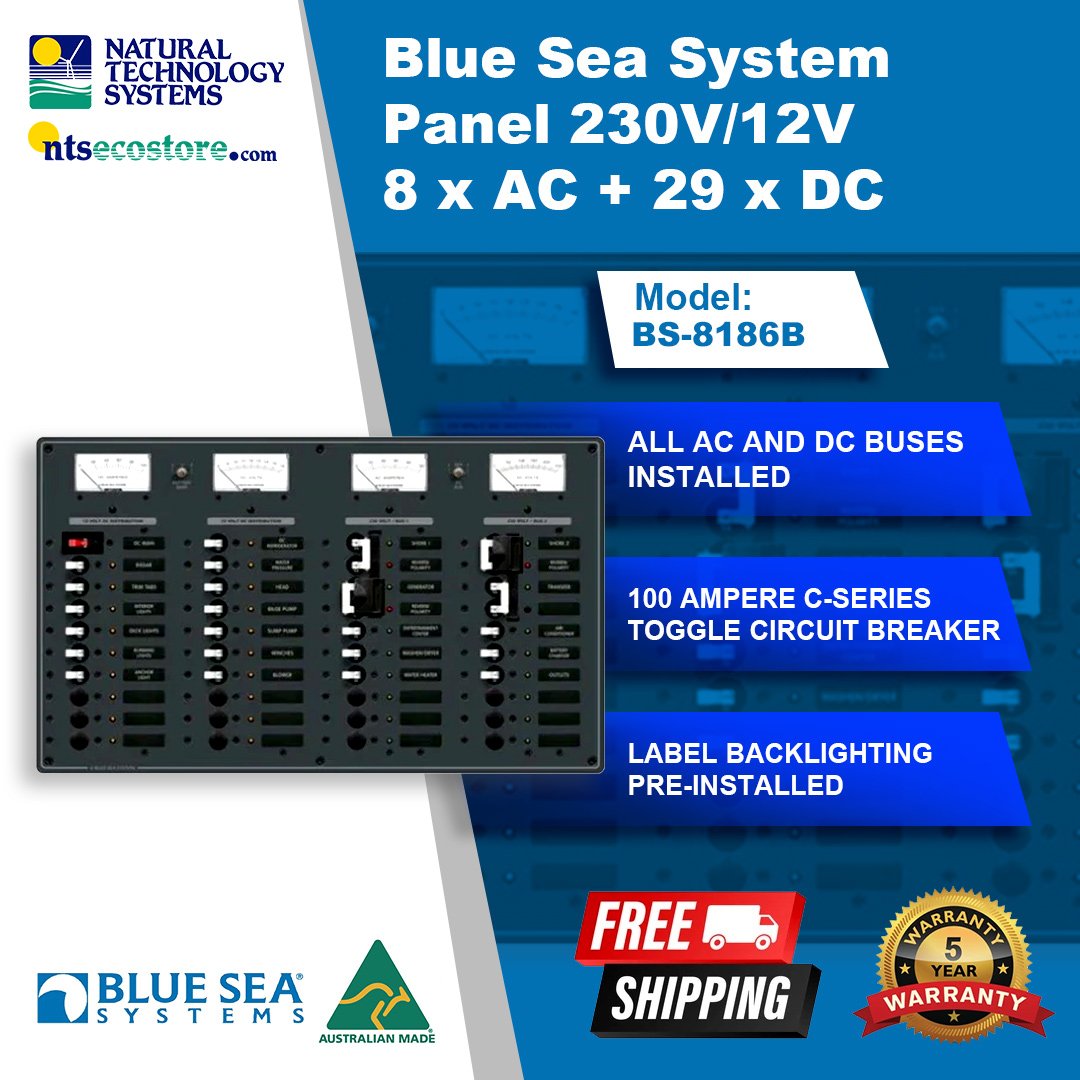 Blue Sea Systems Panel 230V/12V 12 x AC + 19 x DC BS-8186B