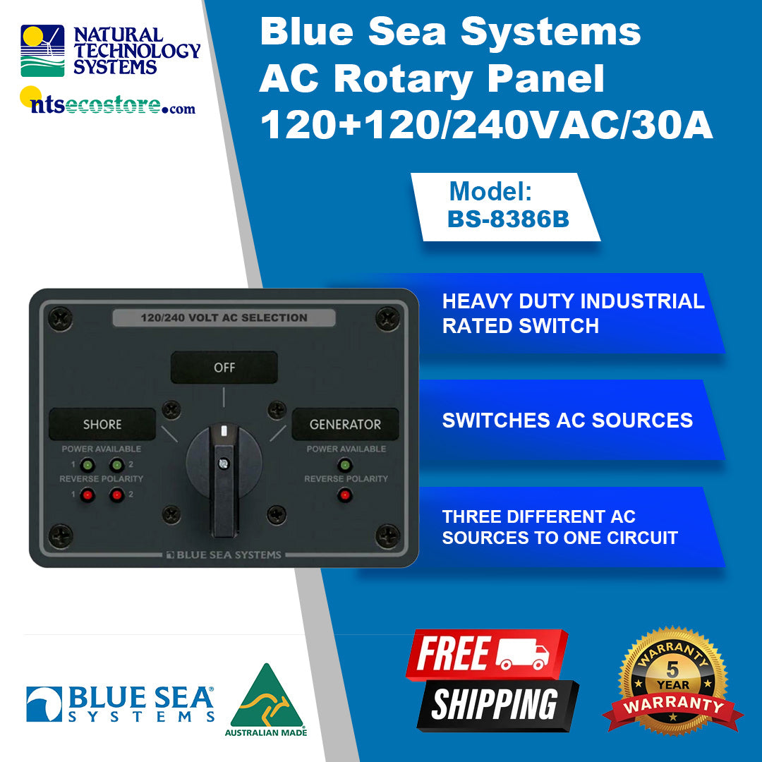 Blue Sea Systems AC Rotary Panel 120+120 240VAC 30A BS-8386B