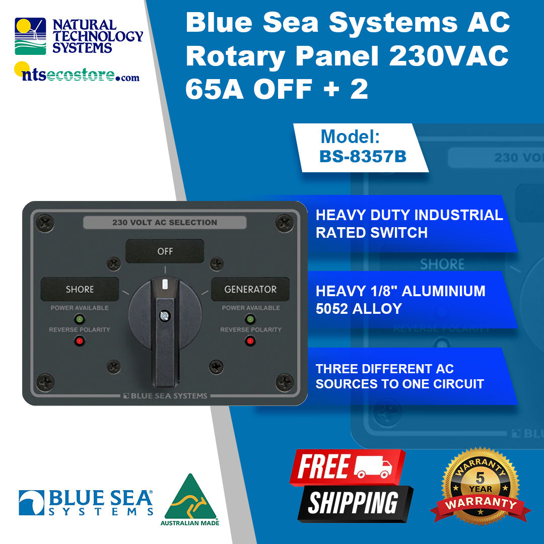 Blue Sea Systems AC Rotary Panel 230VAC 65A OFF + 2 BS-8357B