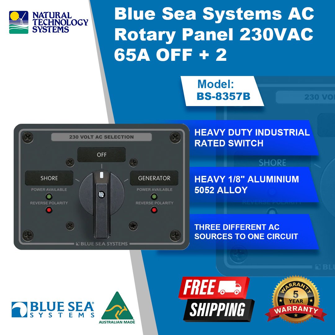 Blue Sea Systems AC Rotary Panel 230VAC 65A OFF + 2 BS-8357B