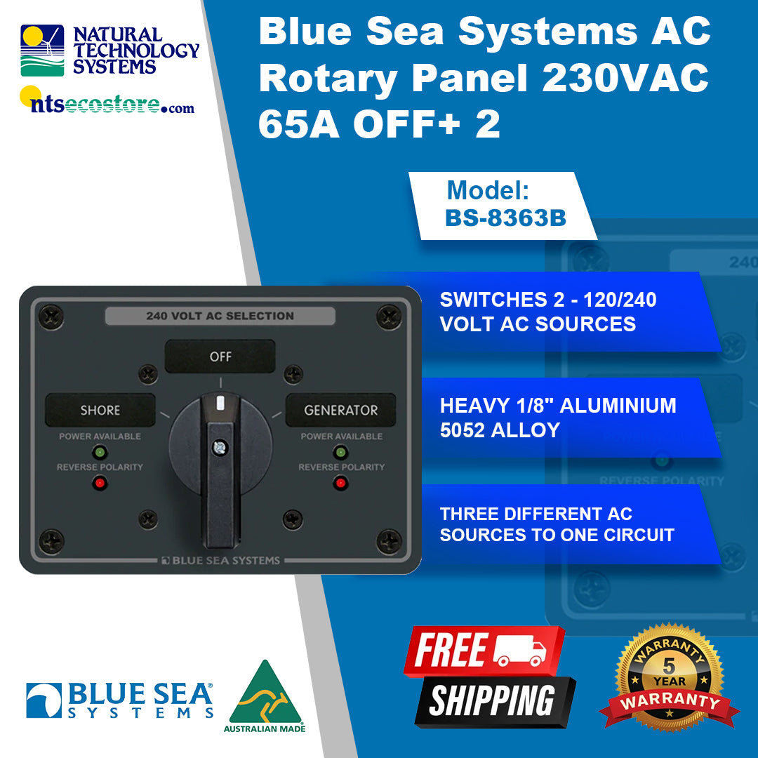Blue Sea Systems AC Rotary Panel 230VAC 65A OFF+ 2 (BS-8363B)