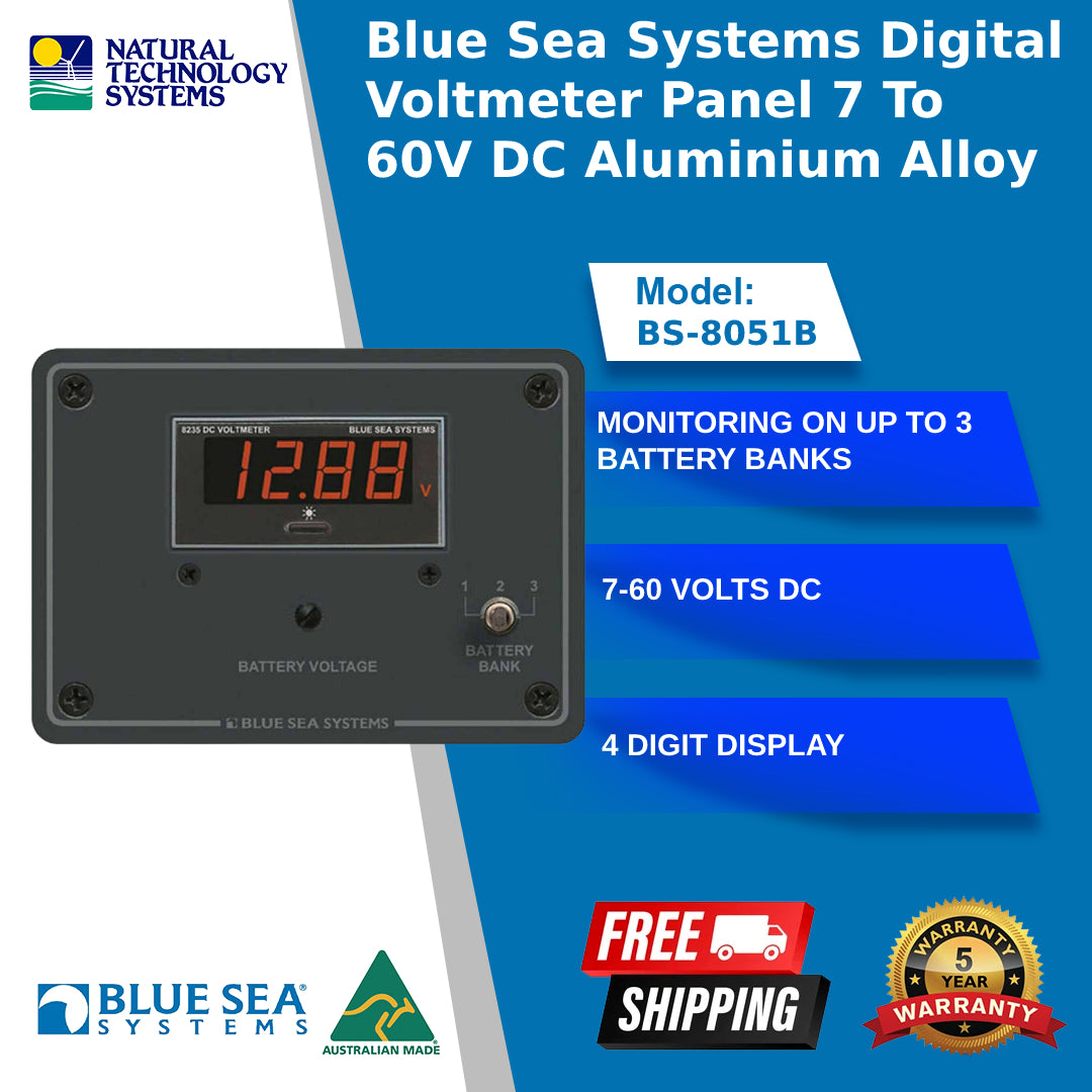 Blue Sea Systems DC Digital Voltmeter Panel 7-60V Aluminium Alloy BS-8051B