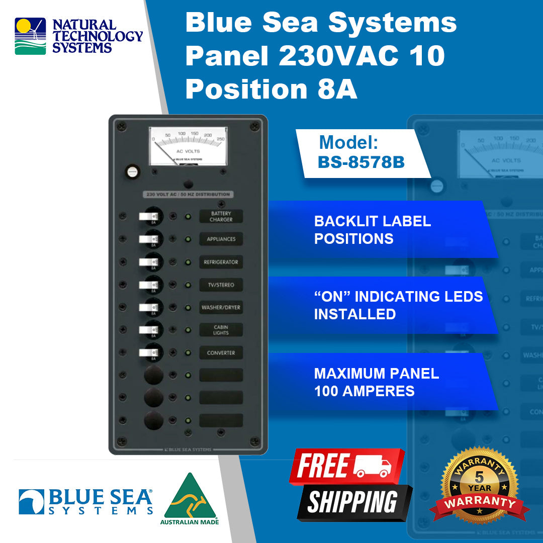Blue Sea Systems Panel 230VAC 10 Position 8A (BS-8578B)