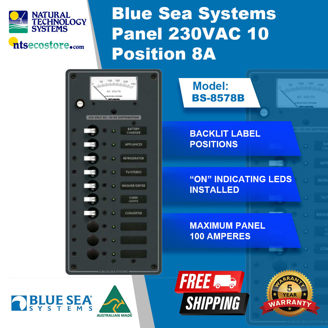 Blue Sea Systems Panel 230VAC 10 Position 8A (BS-8578B)