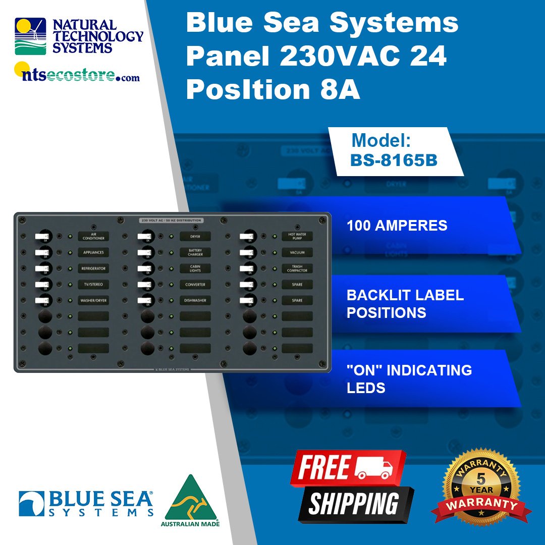 Blue Sea Systems Panel 230VAC 24 Position 8A (BS-8165B)
