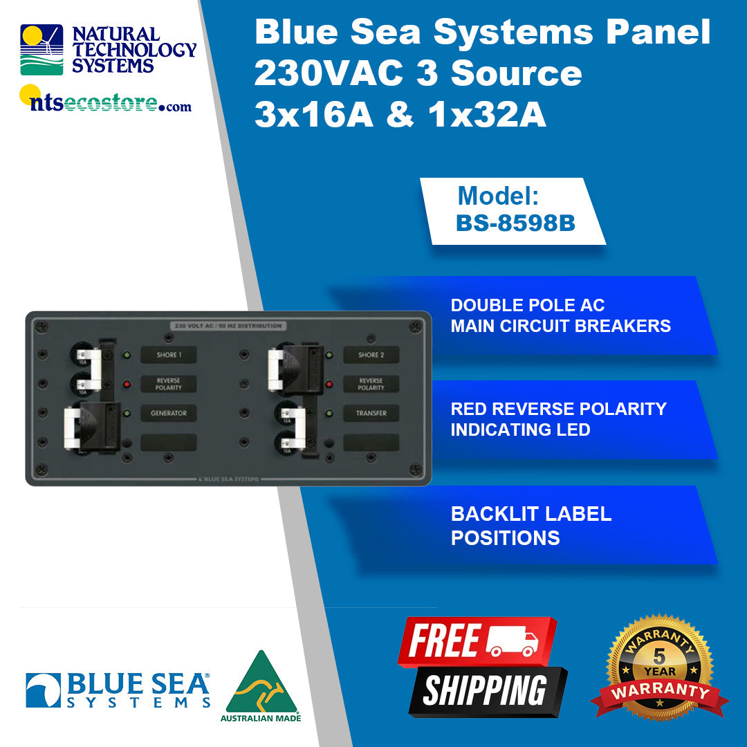 Blue Sea Systems Panel 230VAC 3 Source 3x16A & 1x32A BS-8598B