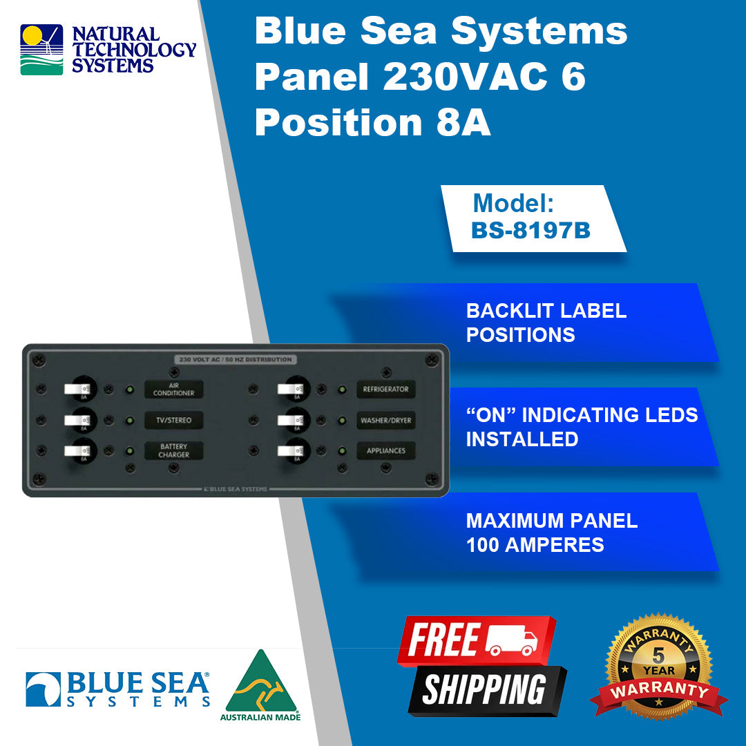 Blue Sea Systems Panel 230VAC 6 Position 8A (BS-8197B)