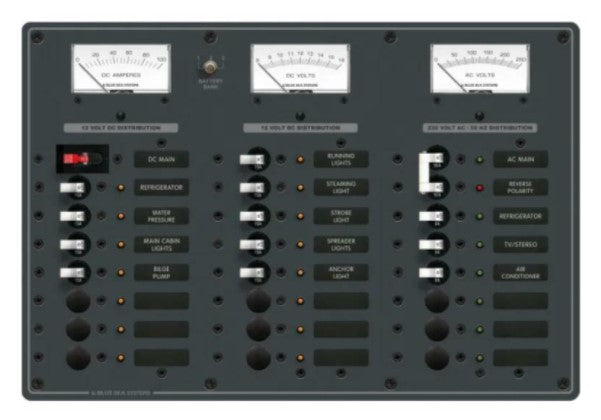 Blue Sea Systems Panel 230V/12V 6 x AC + 15 x DC (BS-8184B)