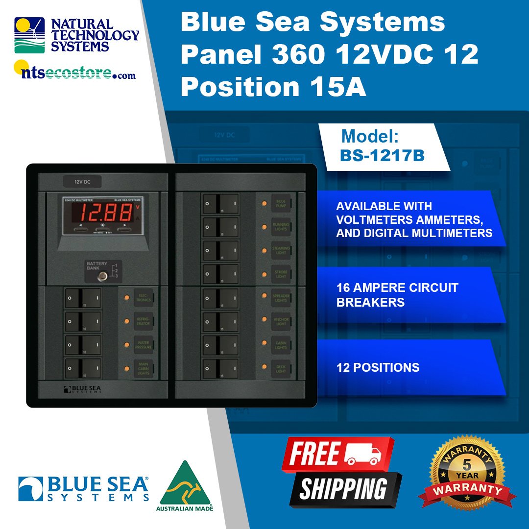 Blue Sea Systems Panel 360 12VDC 12 Position 15A BS-1217B