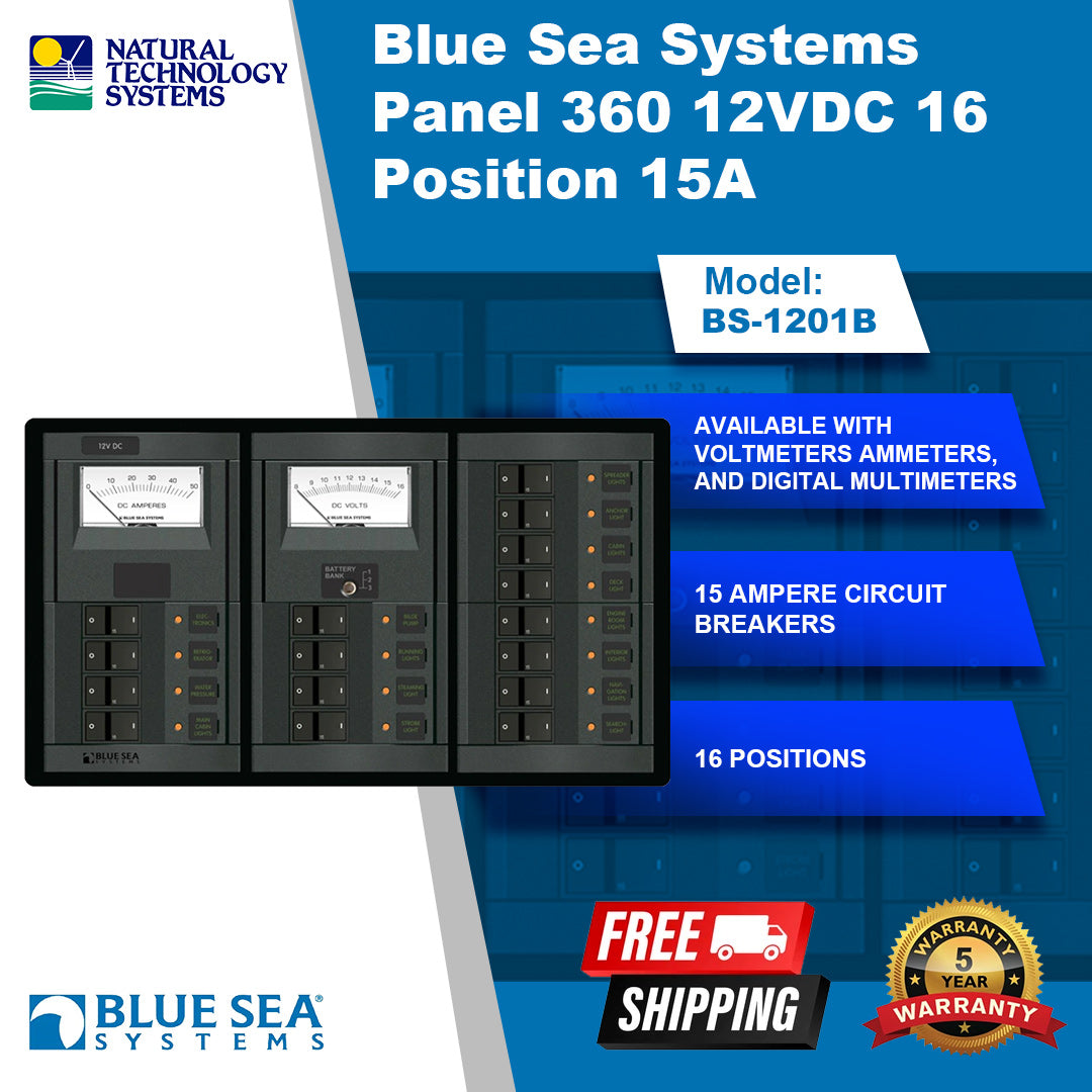 Blue Sea Systems Panel 360 12VDC 16 Position 15A BS-1201B