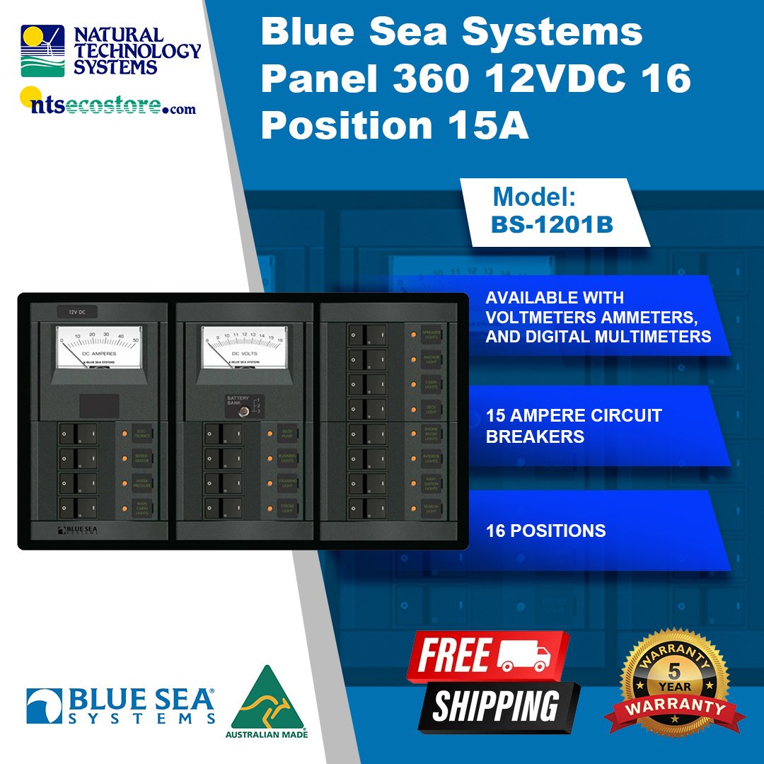 Blue Sea Systems Panel 360 12VDC 16 Position 15A BS-1201B