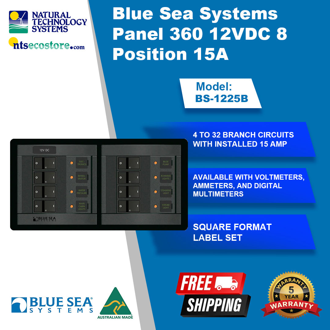 Blue Sea Systems Panel 360 12VDC 8 Position 15A BS-1225B