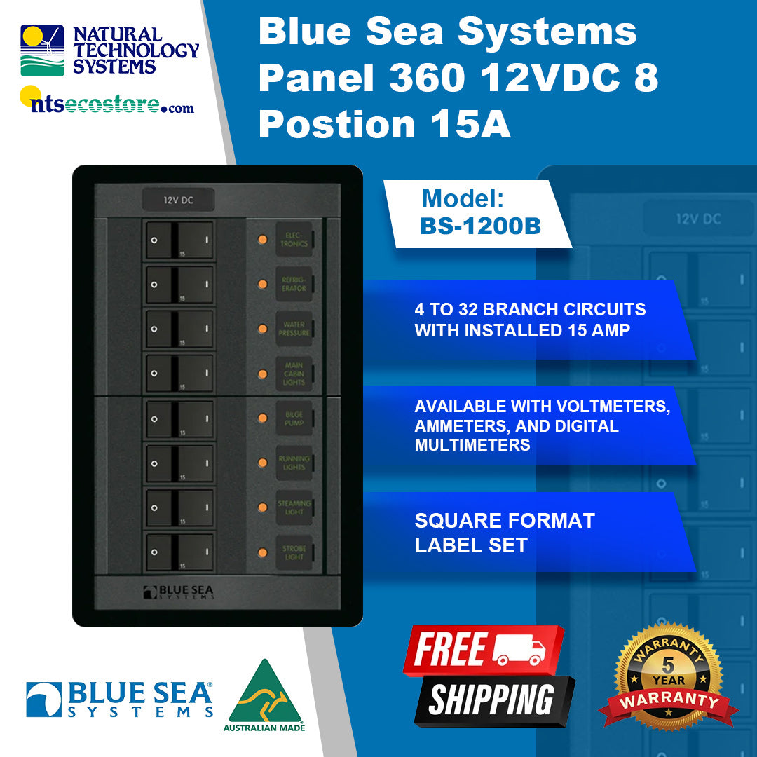Blue Sea Systems Panel 360 12VDC 8 Postion 15A (BS-1200B)