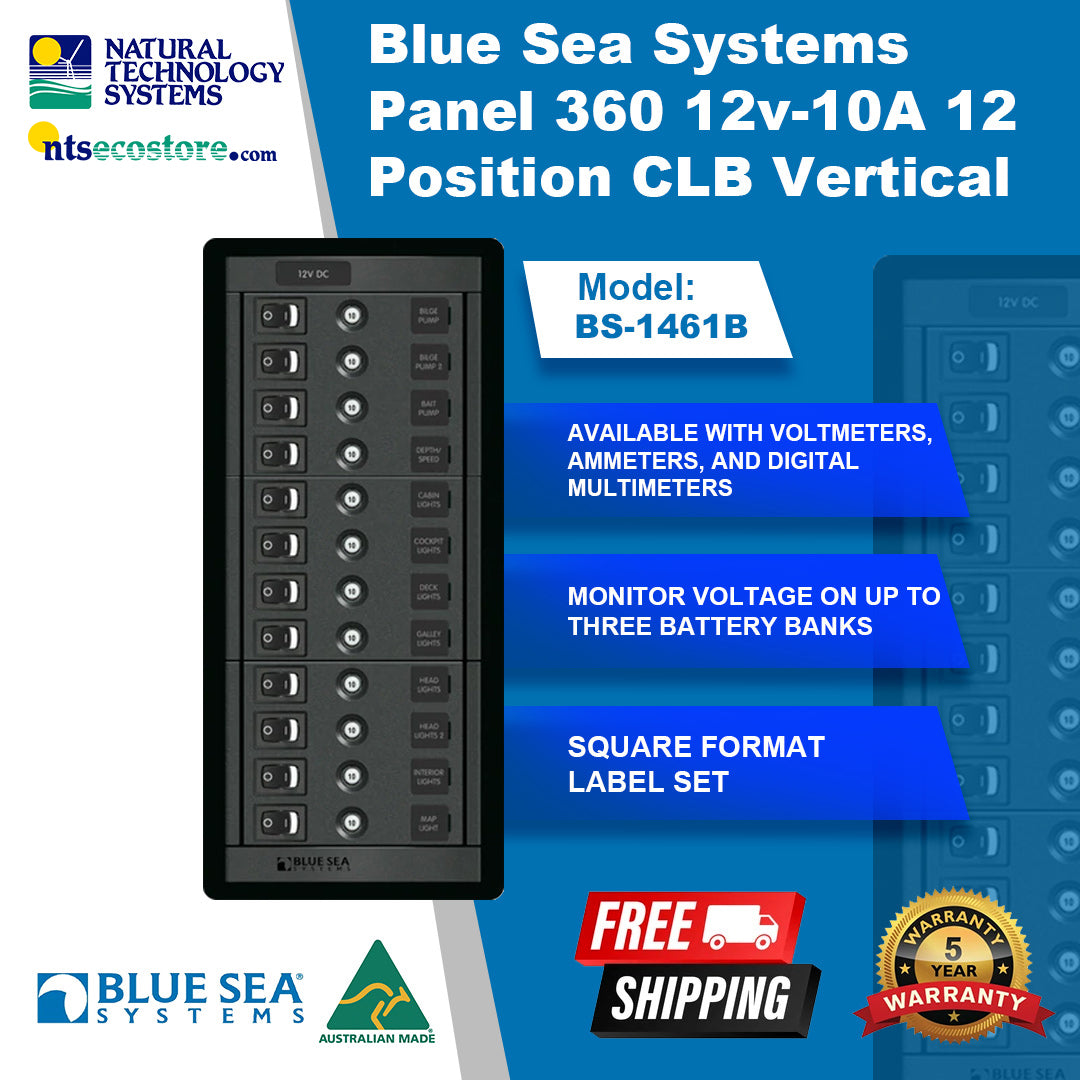 Blue Sea Systems Panel 360 12V-10A 12 Position CLB Vertical BS-1461B
