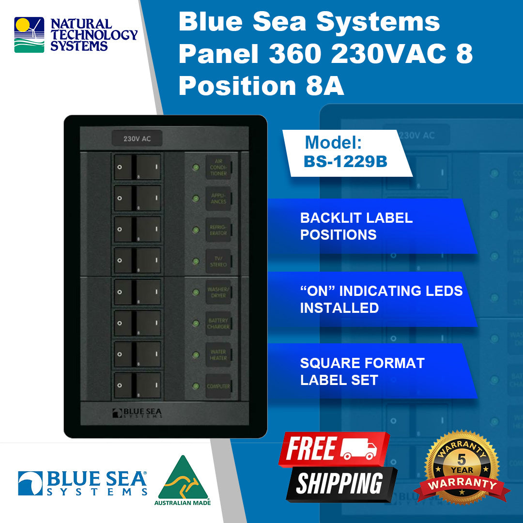 Blue Sea Systems Panel 360 230VAC 8 Position 8A (BS-1229B)