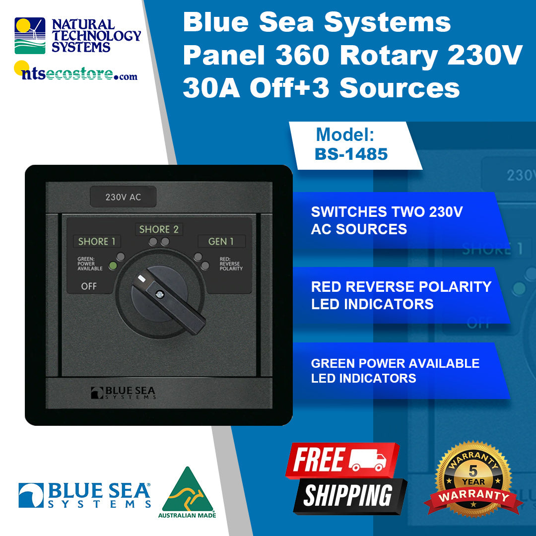 Blue Sea Systems Panel 360 Rotary 230V 30A Off+3 Sources BS-1485