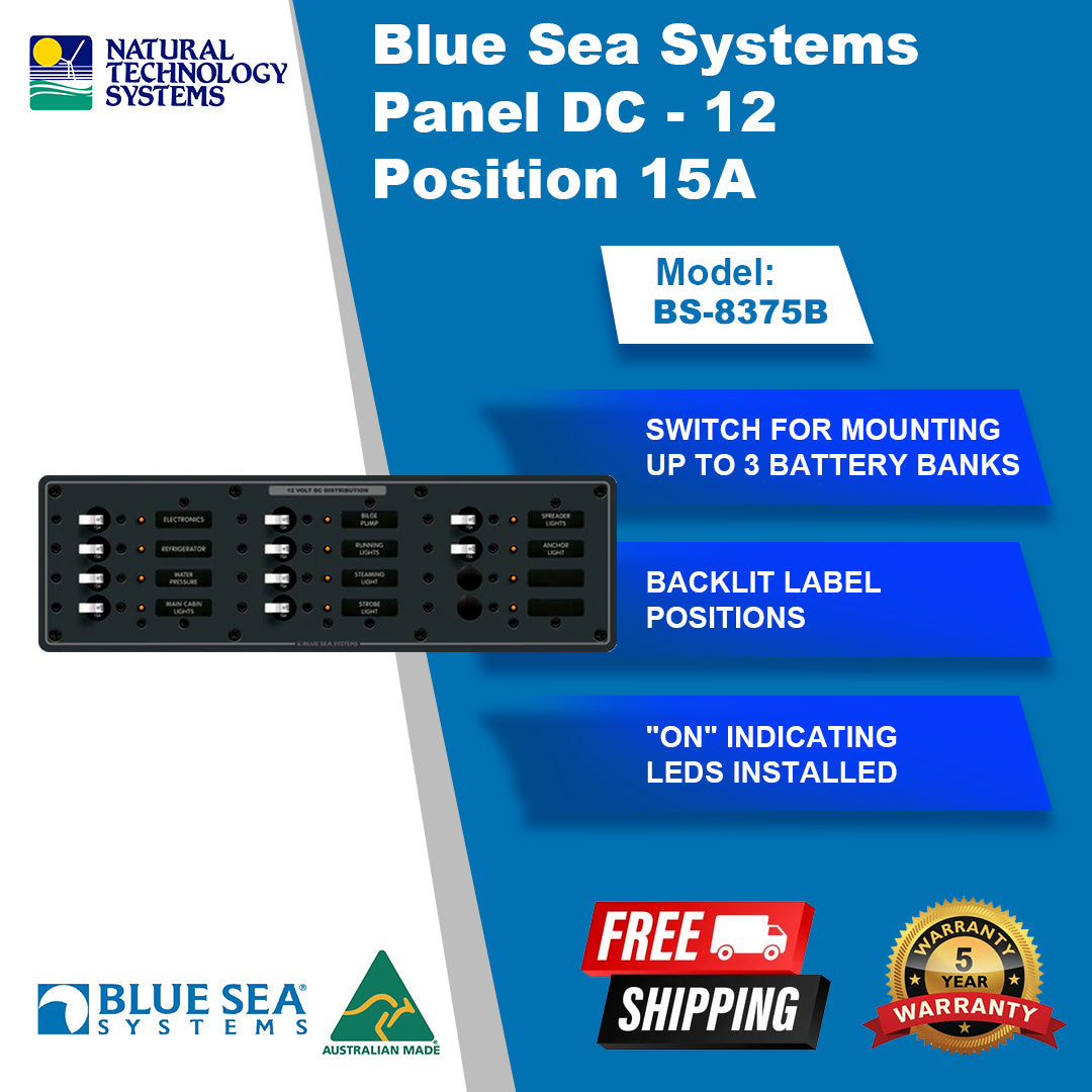 Blue Sea Systems Panel DC - 12 Position 15A (BS-8375B)