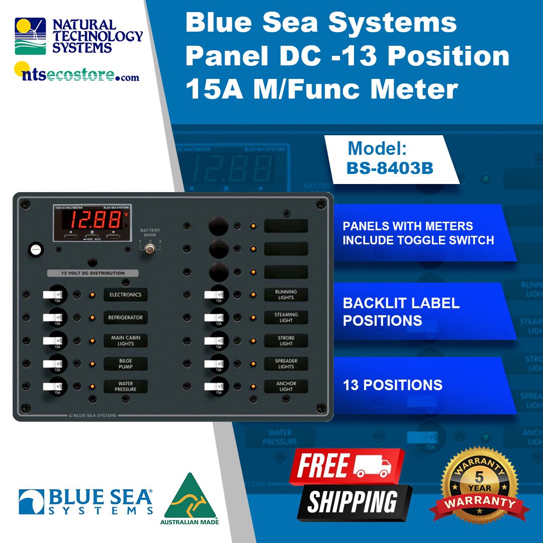 Blue Sea Systems Panel DC -13 Position 15A M/Func Meter (BS-8403B)