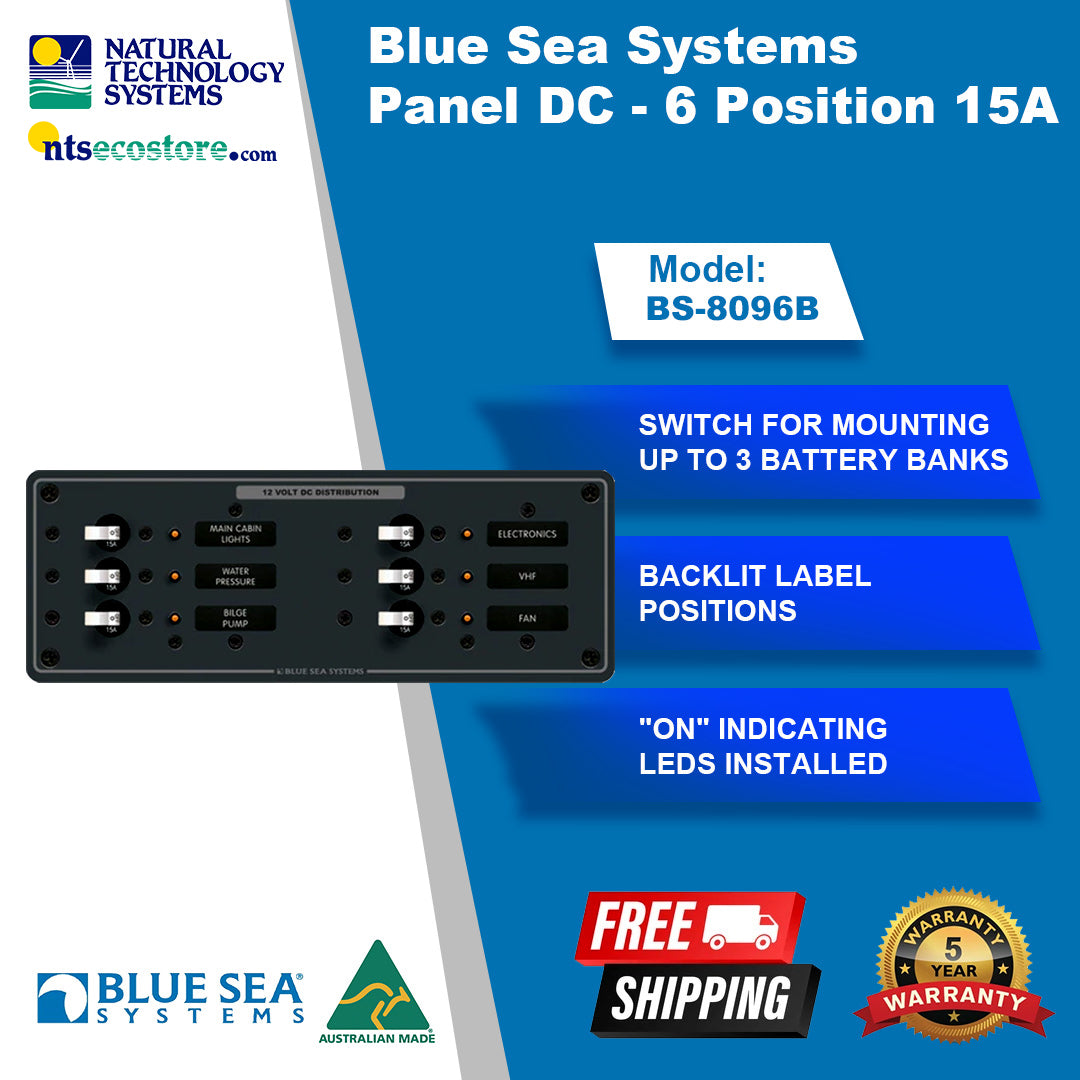 Blue Sea Systems Panel DC 6 Position 15A BS-8096B