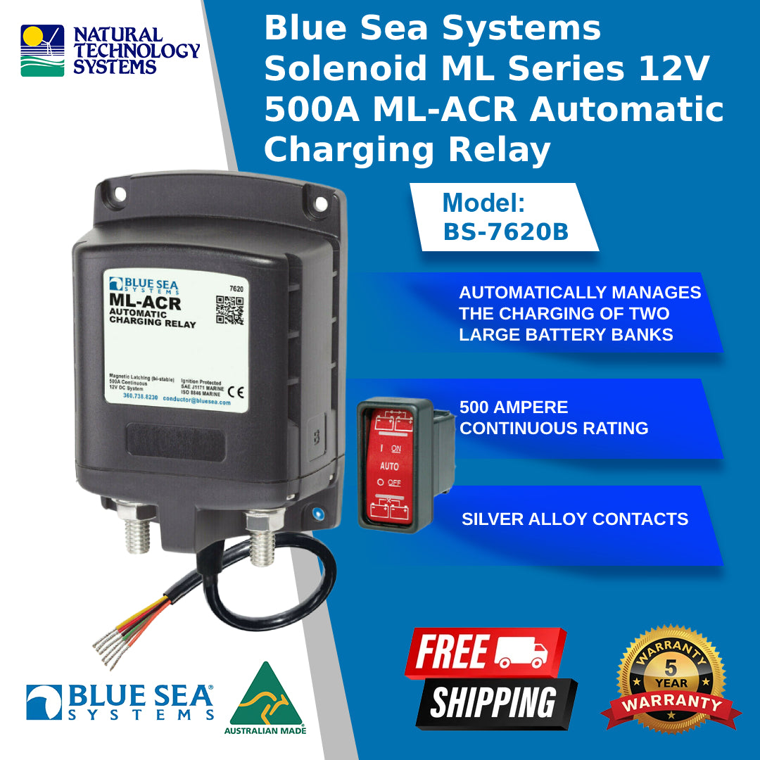 Blue Sea Systems VSR ML Series Auto Charge Relay 500A 12V BS-7620B