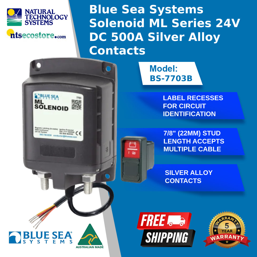 Blue Sea Systems Solenoid ML Series 24V DC 500A Silver Alloy Contacts (BS-7703B)