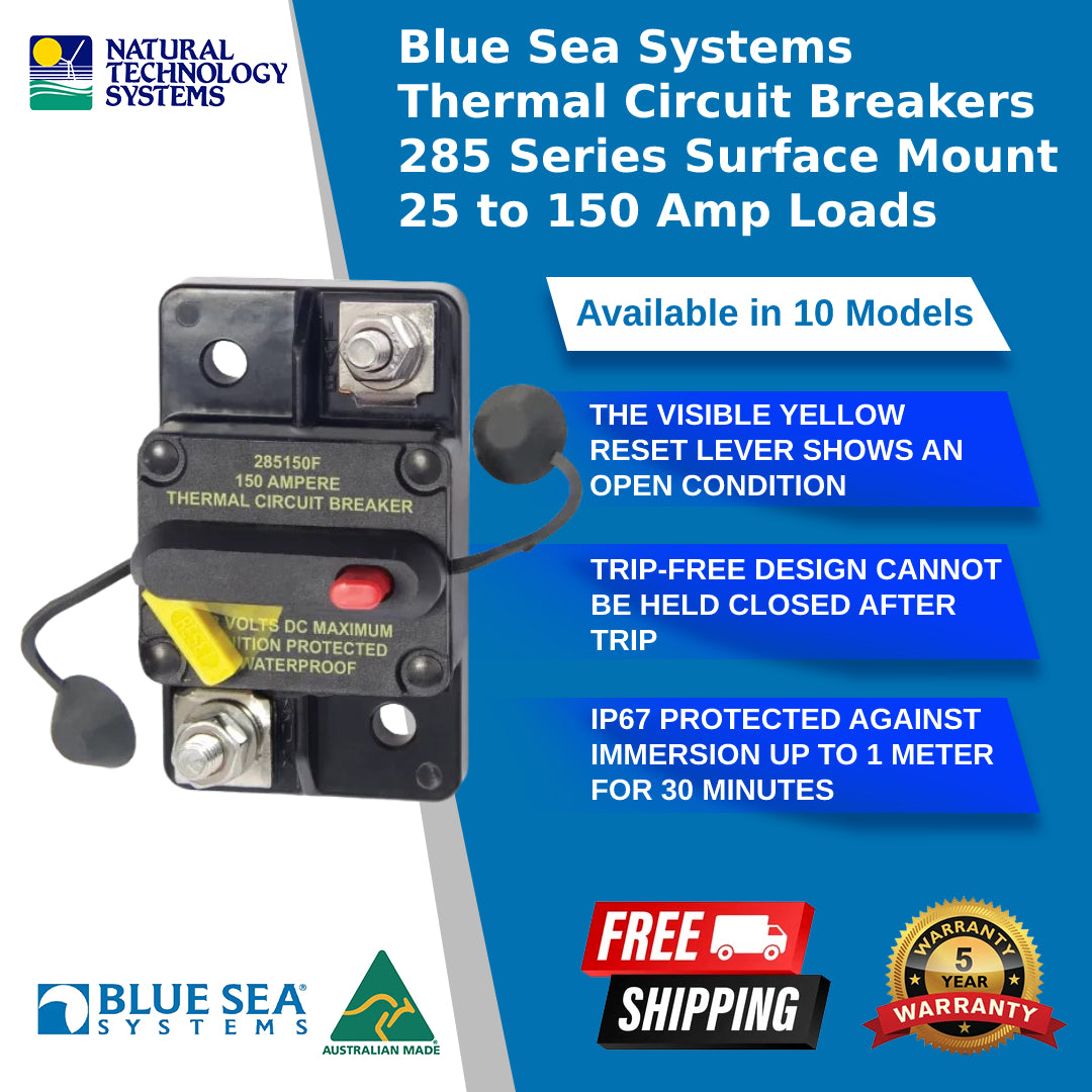 Blue Sea Systems Thermal Circuit Breakers 285 Series Surface Mount 25 to 150 Amp Loads