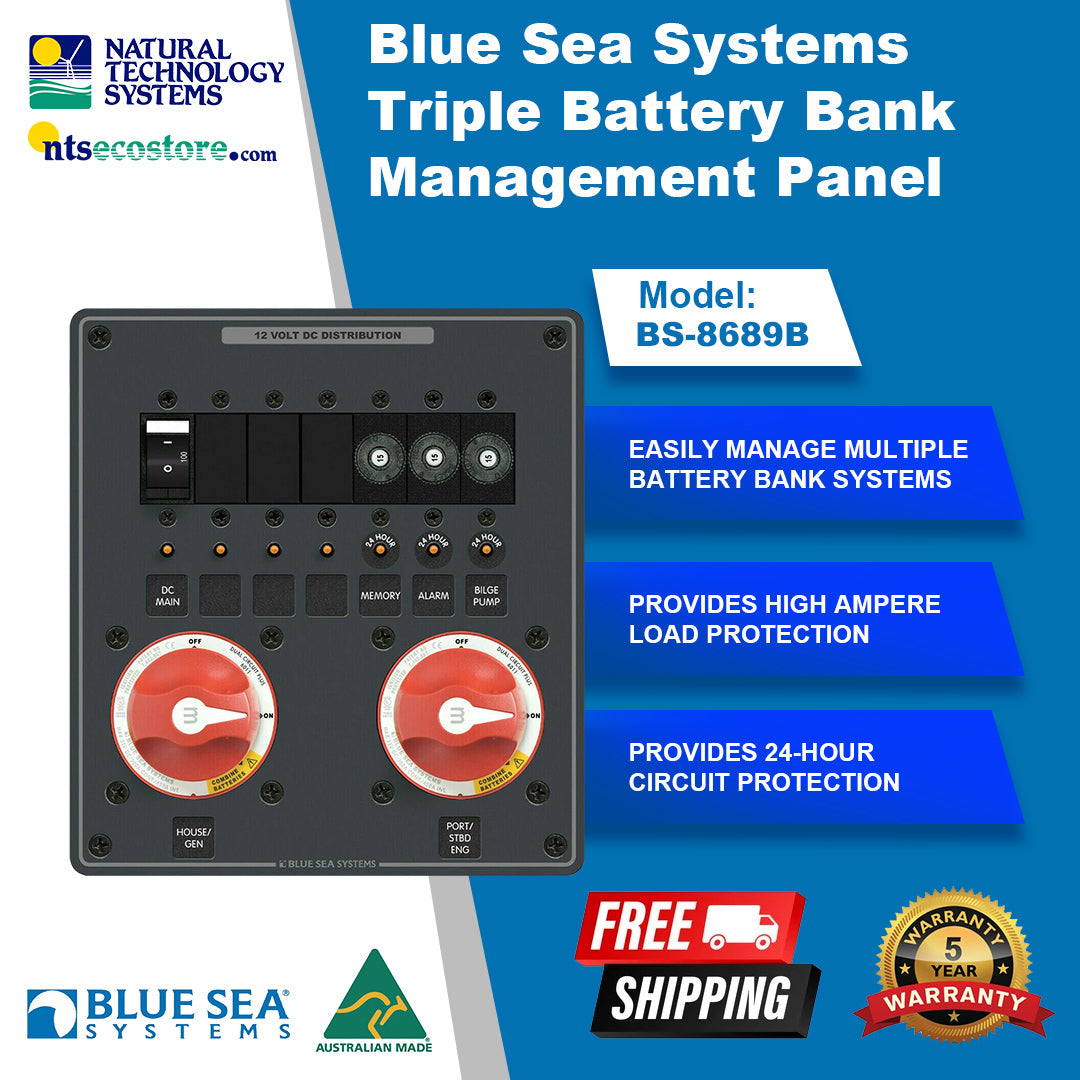 Blue Sea Systems Triple Battery Bank Management Panel BS-8689B