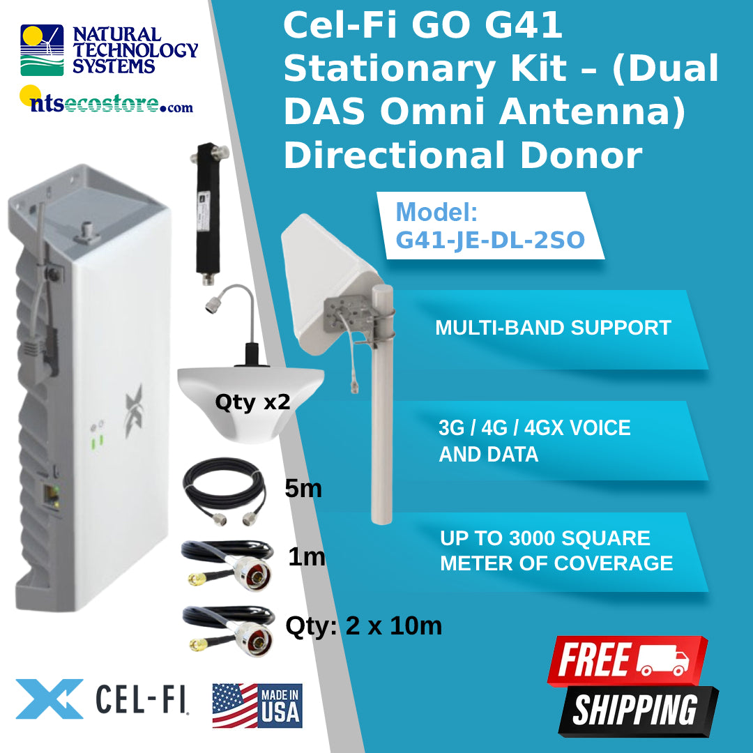 Cel-Fi GO G41 Stationary Kit Dual DAS Omni Antenna Directional Donor G41-JE-DL-2SO
