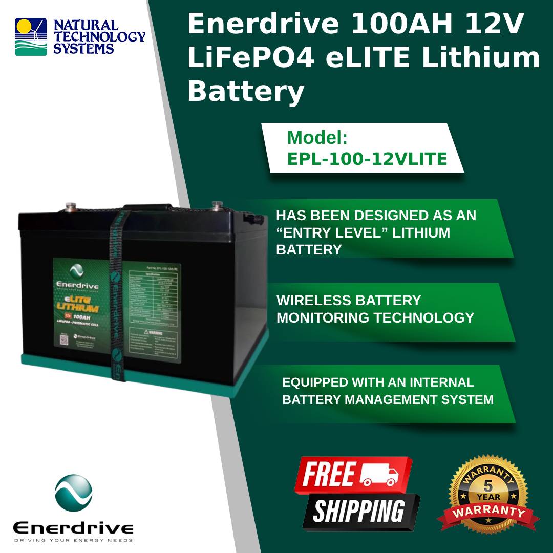 Enerdrive eLITE LiFePO4 Lithium Battery 100Ah/12V EPL-100-12VLITE