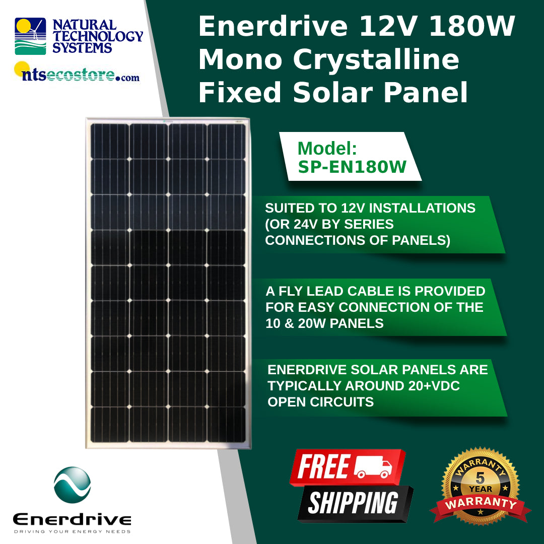 Enerdrive Fixed Solar Panels 150W Mono Squat Frame SP-EN150SQ-BLACK