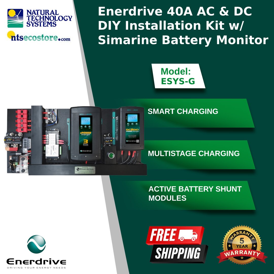 Enerdrive 40A AC-DC DIY Installation Kit Simarine Battery Monitor ESYS-G